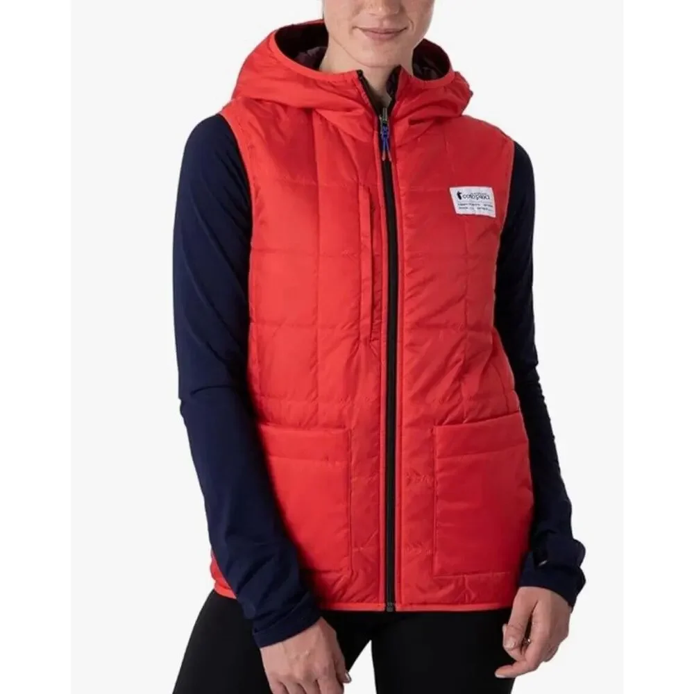 Cotopaxi Teca Calido Hooded Vest Women Size XS Red Hot Sun Reversible Zip‎ NWT